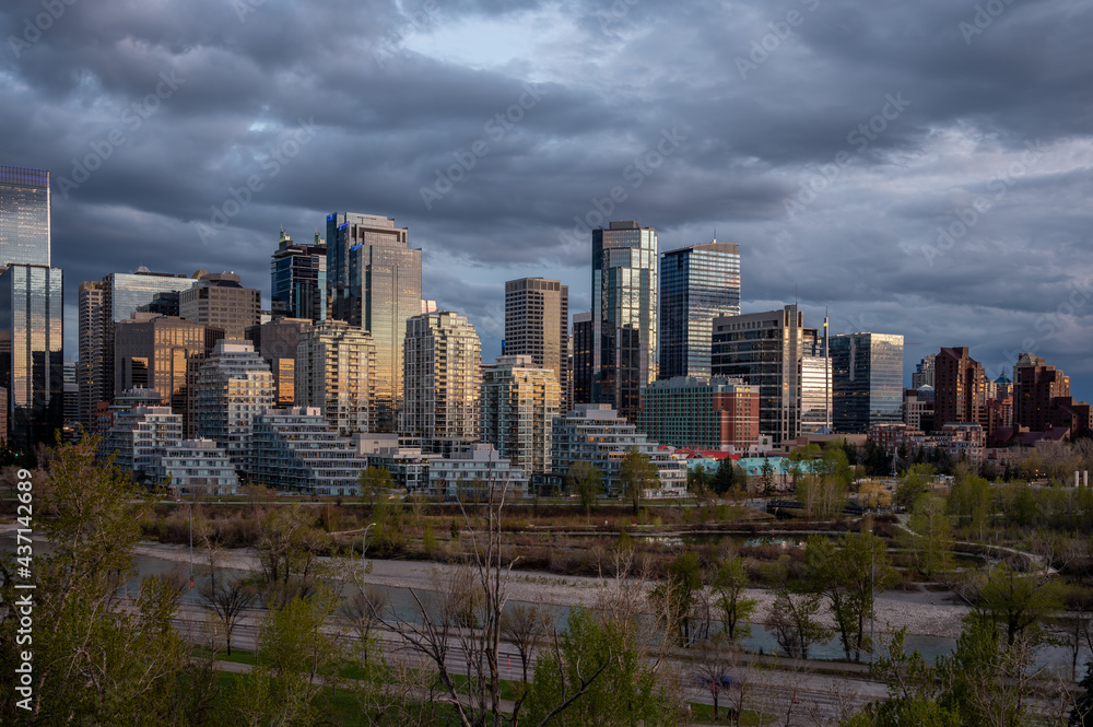 View of buildings in Calgary's downtown. 