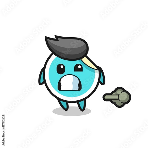 the illustration of the sticker cartoon doing fart