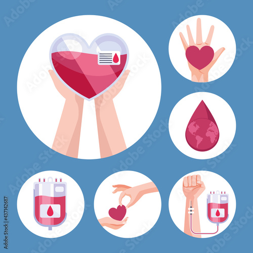 blood donor six icons