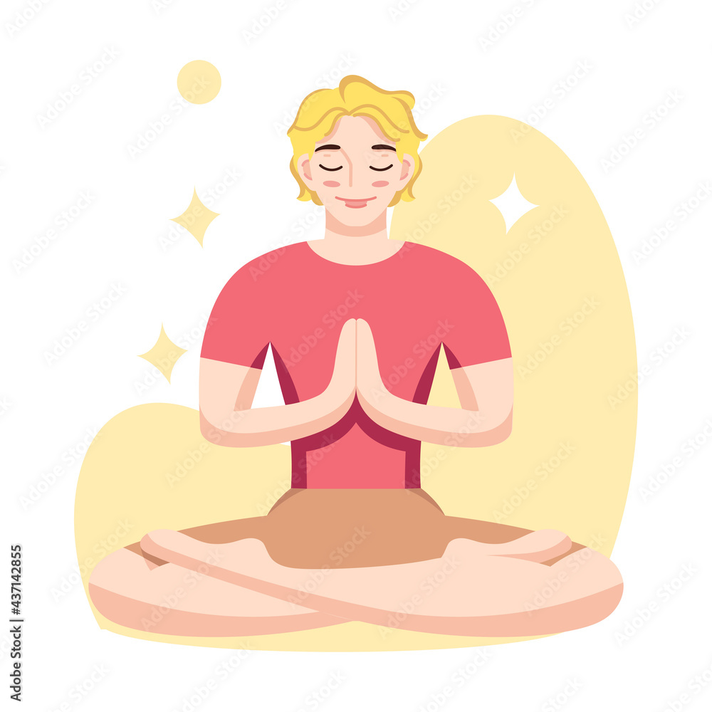 Isolated man meditating Healthy Lifestyle Isolated man meditating Healthy Lifestyle