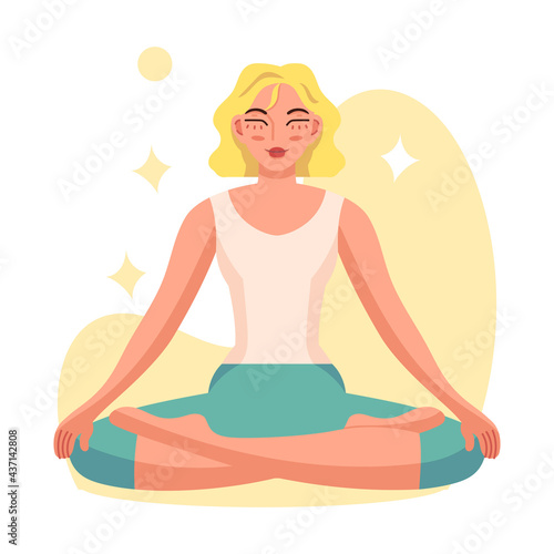 Wallpaper Mural Isolated woman meditating Healthy Lifestyle Torontodigital.ca