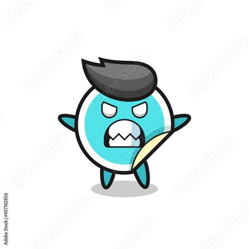 wrathful expression of the sticker mascot character