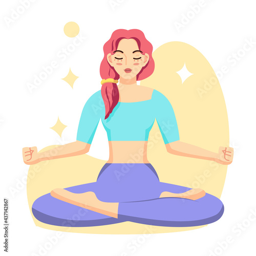 Wallpaper Mural Isolated woman meditating Healthy Lifestyle Torontodigital.ca