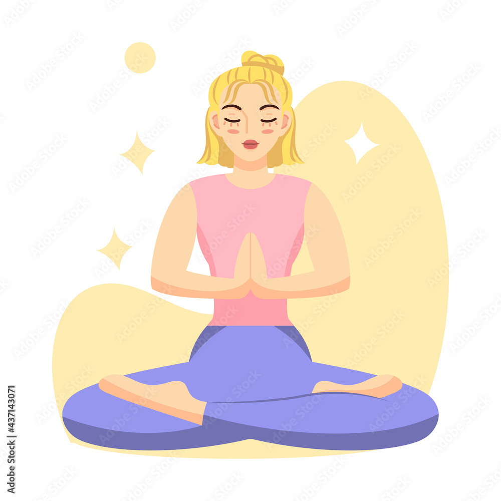 Fototapeta premium Isolated woman meditating Healthy Lifestyle