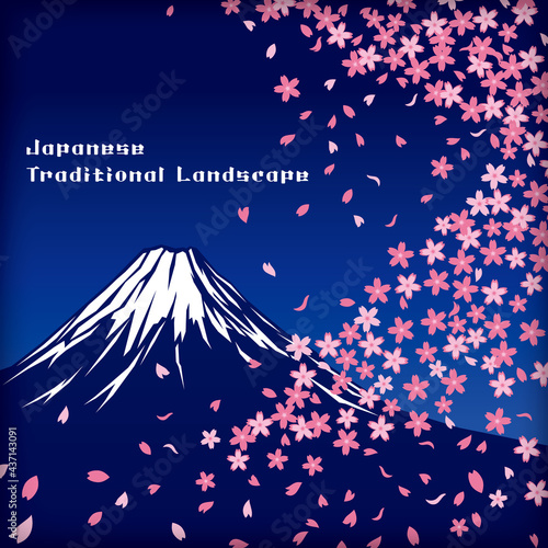 Japanese Traditional Landscape - Mount Fuji and Cherry blossoms/ 日本の伝統的な風景 - 富士山と桜
