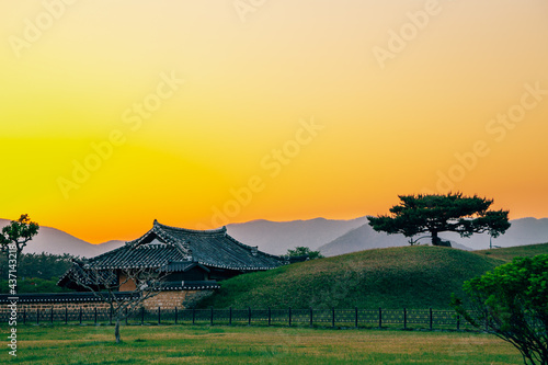 Sunset of Gyeongju Historic Area in Gyeongju  Korea