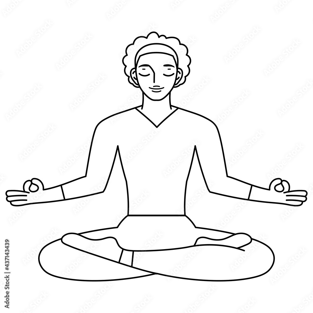 Isolated outline of man meditating Healthy Lifestyle Isolated outline of man meditating Healthy Lifestyle