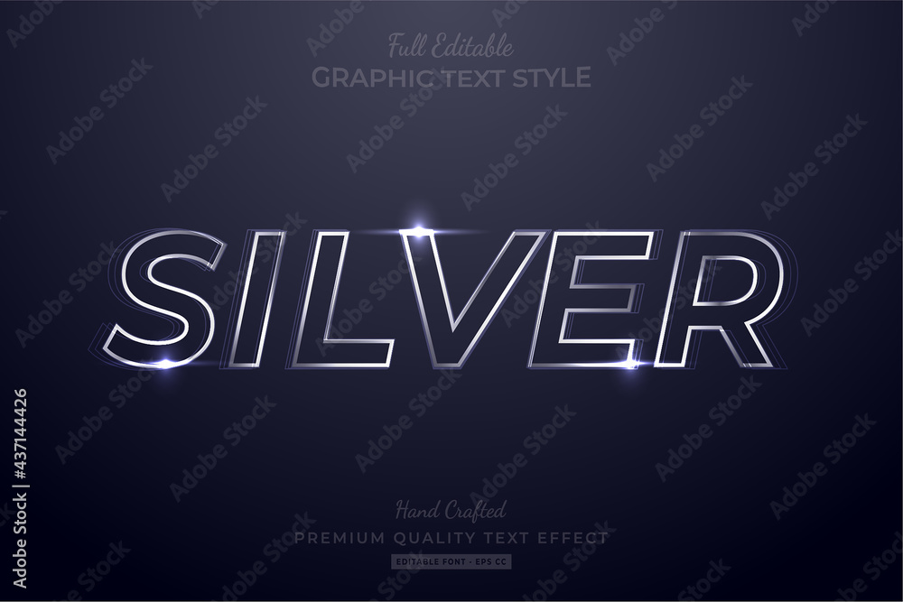 Silver Glow Editable Text Effect Font Style