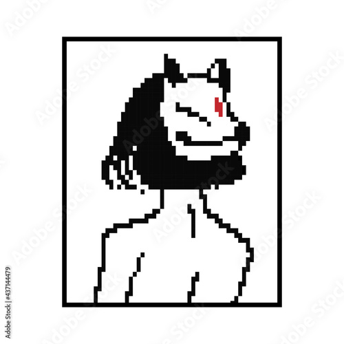 Photography pixel art masked woman design