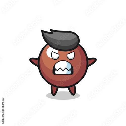 wrathful expression of the chocolate ball mascot character