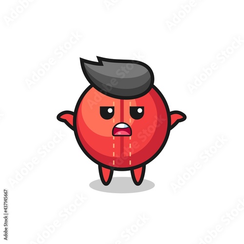 cricket ball mascot character saying I do not know