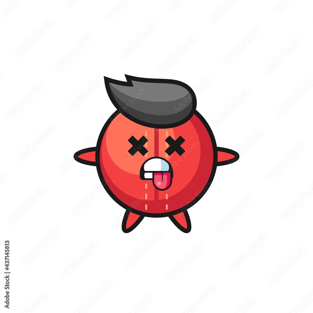 character of the cute cricket ball with dead pose character of the cute cricket ball with dead pose