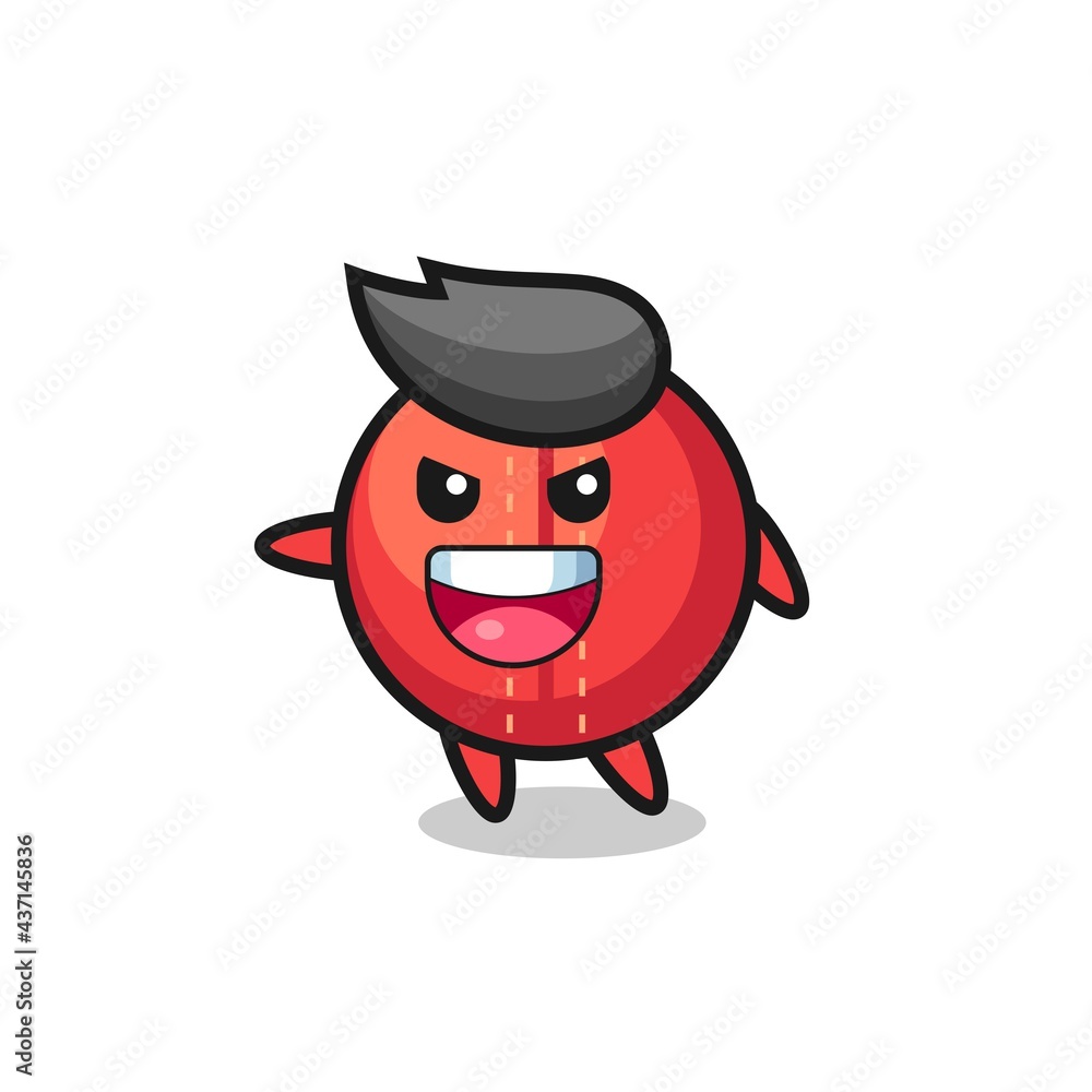 cricket ball cartoon with very excited pose