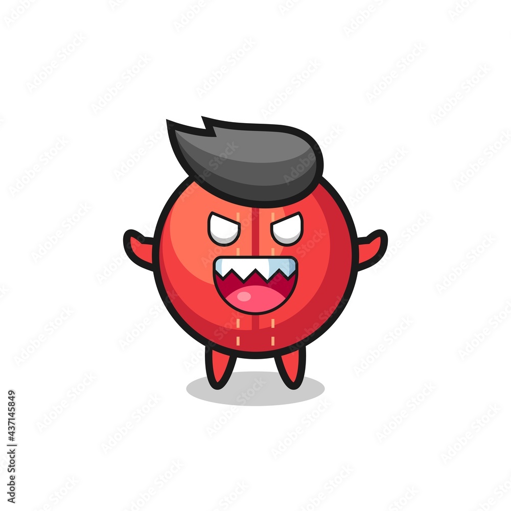 illustration of evil cricket ball mascot character
