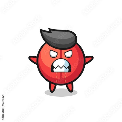wrathful expression of the cricket ball mascot character