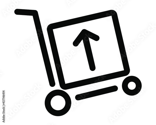 cargo trolley vector icon in outline style. pixel perfect editable icon design