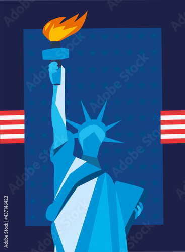 liberty statue with banner