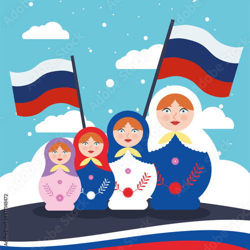 four matryoshka dolls