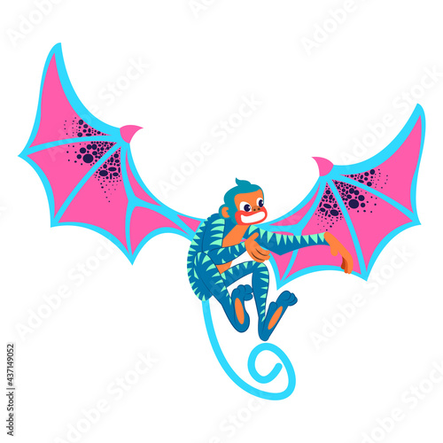 Isolated mexican monkey alebrije character