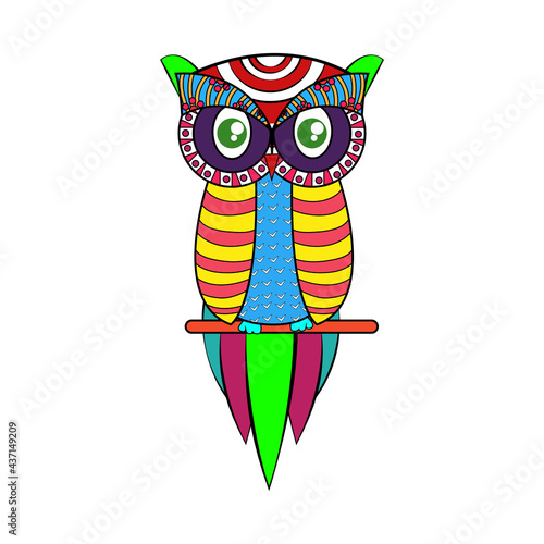 Isolated mexican owl alebrije character