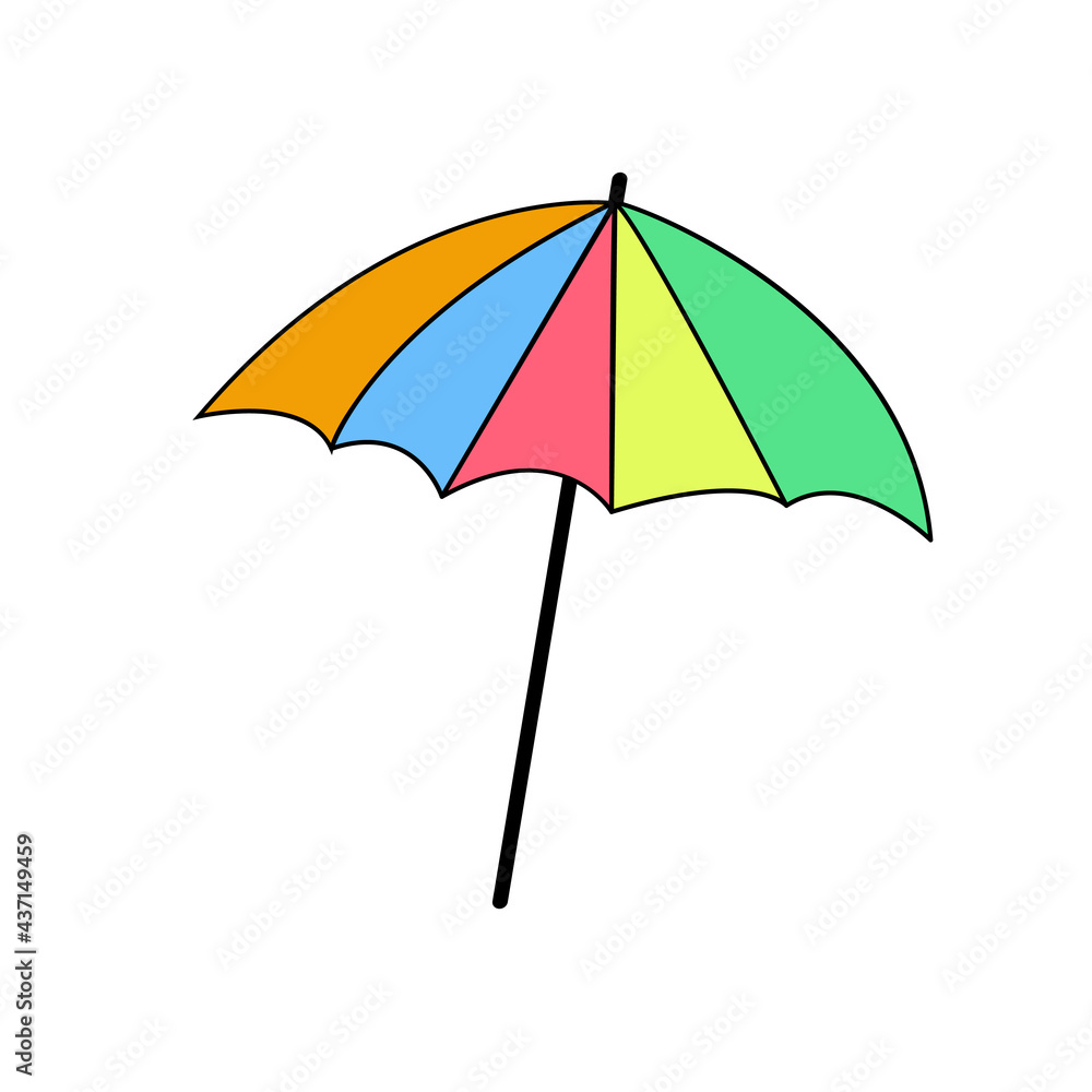 Cocktail umbrella for decorating desserts and cocktails on a white background.  Icon vector illustration. 