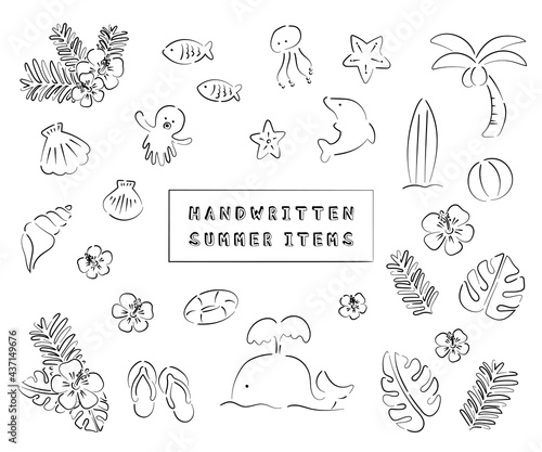 夏の手書きイラストセット 白黒 Stock Vector Adobe Stock 夏の手書きイラストセット 白黒 Stock Vector Adobe Stock