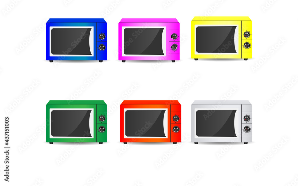 Microwave flat illustration. Front view of microwave. Vector illustration of microwave oven. Home appliances. Microwave flat illustration. Front view of microwave. Vector illustration of microwave oven. Home appliances.
