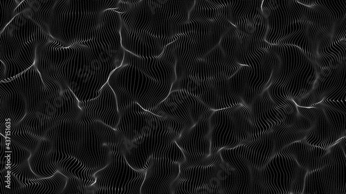 abstract particles line floating form on black background, illustration paticle move on black for bending with main project photo