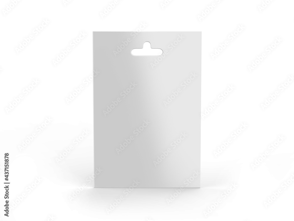 Blank mobile sim card hang tab packaging template, 3d render illustration. - obrazy, fototapety, plakaty 