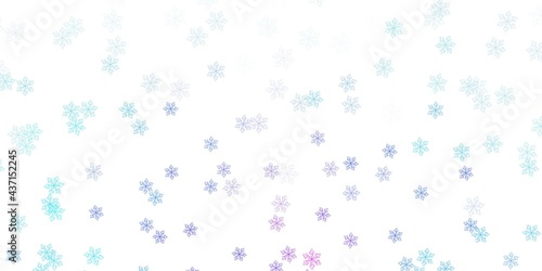 Light pink, blue vector doodle texture with flowers.