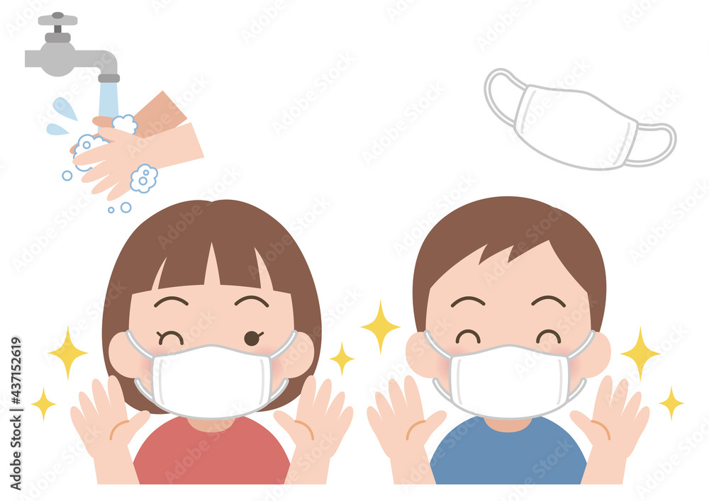 手洗いマスクイラスト Stock Vector Adobe Stock