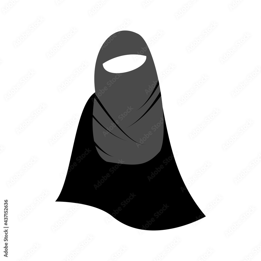 Beautiful Muslim woman in hijab fashion silhouette vector