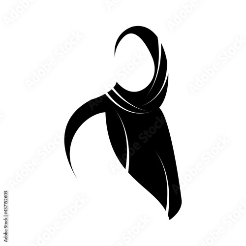 Beautiful Muslim woman in hijab fashion silhouette vector