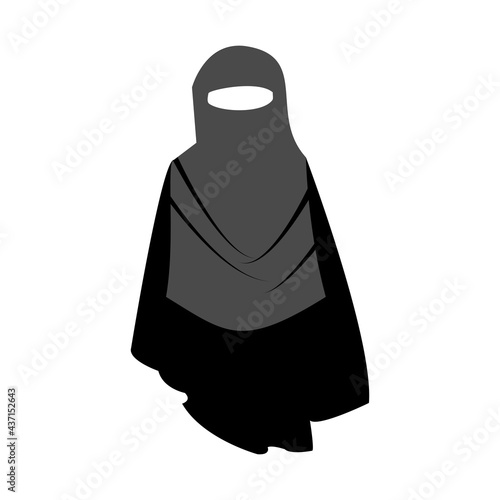 Beautiful Muslim woman in hijab fashion silhouette vector