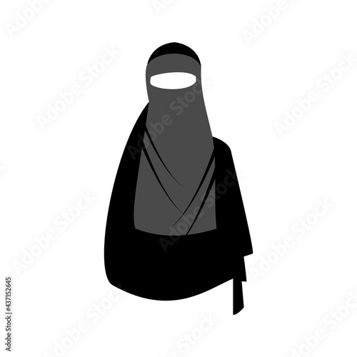 Beautiful Muslim woman in hijab fashion silhouette vector