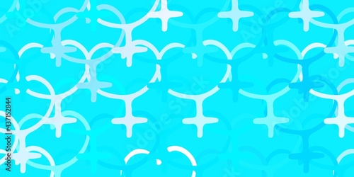 Light Pink  Blue vector backdrop with woman s power symbols.