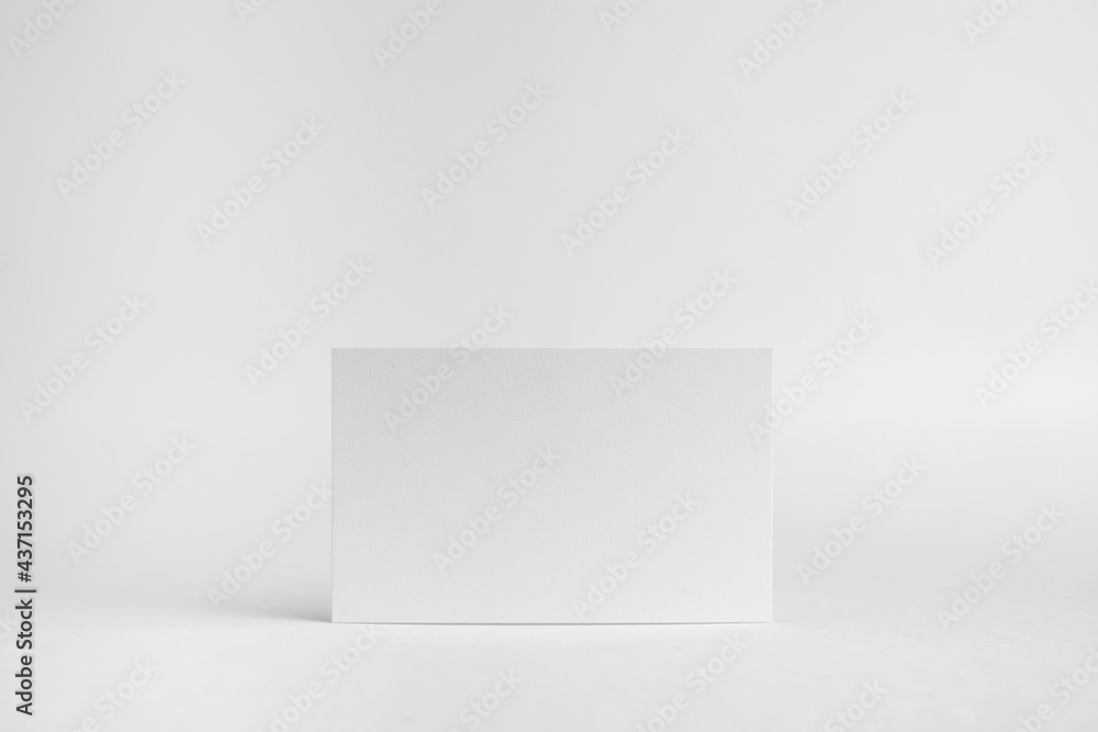 front view of white business card on white