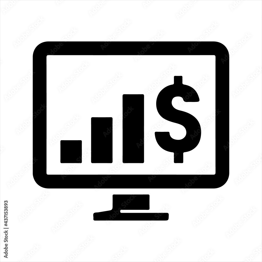 Online financial report icon, vector and glyph Online financial report icon, vector and glyph