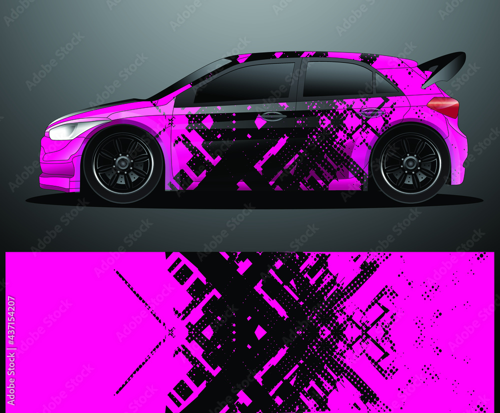 Rally car decal graphic wrap vector, abstract background