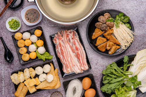 Chinese Hot pot, also known as soup-food or steamboat, is a cooking method that originates from China, prepared with a simmering pot of soup stock at the dining table