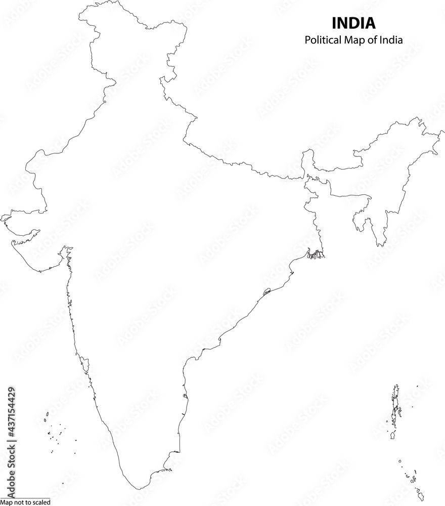 Vetor De Political Map Of India Outline Do Stock Adobe Stock