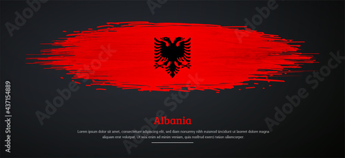 Happy independence day of Albania with watercolor grunge brush flag background