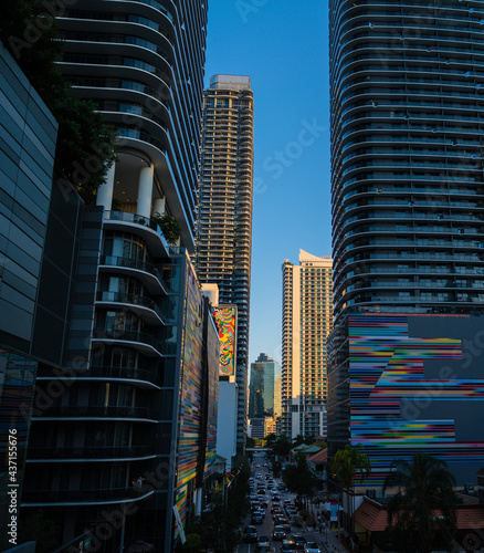 Photography skyscrapers Brickell miami florida colors sky blue buildings urban