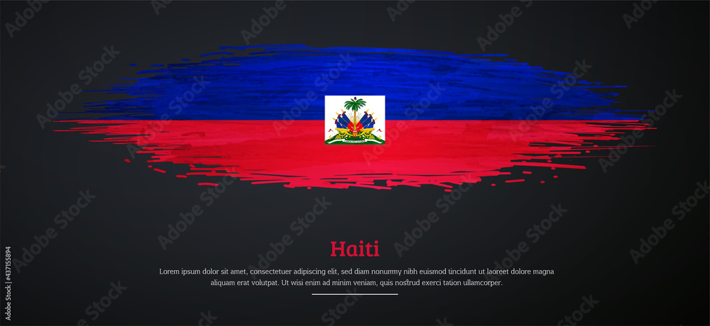 Happy independence day of Haiti with watercolor grunge brush flag background