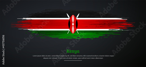 Happy independence day of Kenya with watercolor grunge brush flag background