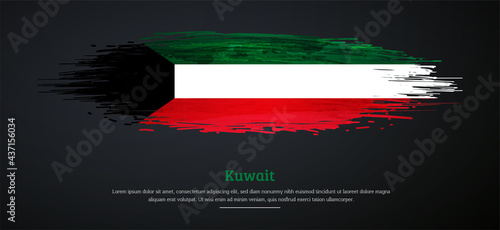 Happy independence day of Kuwait with watercolor grunge brush flag background