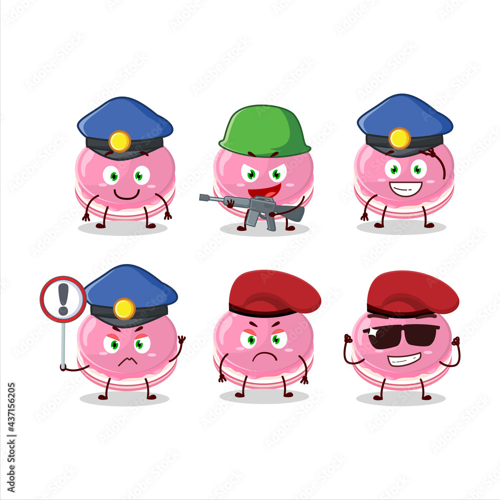 A dedicated Police officer of strawberry dorayaki mascot design style A dedicated Police officer of strawberry dorayaki mascot design style