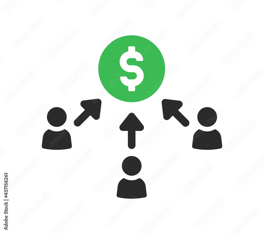 Crowdfunding icon vector isolated on white. Crowdfunding icon vector isolated on white.