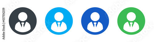 Businessman icon set on circle design. Manager and professional profile.