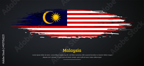 Happy independence day of Malaysia with watercolor grunge brush flag background © Akshay